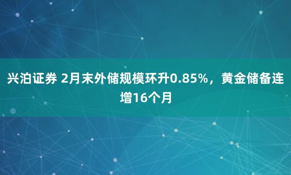 兴泊证券 2月末外储规模环升0.85%，黄金储备连增16个月