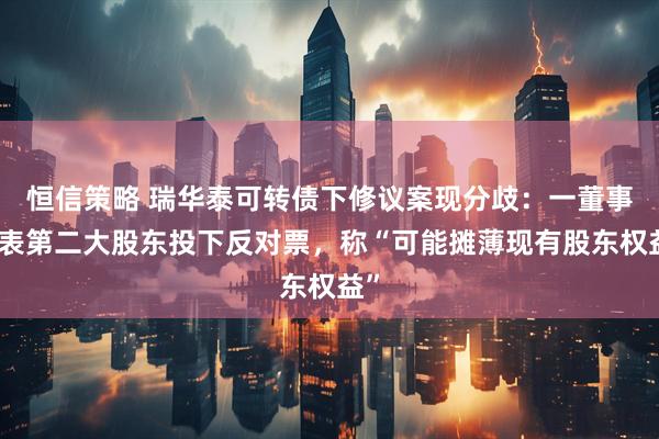 恒信策略 瑞华泰可转债下修议案现分歧：一董事代表第二大股东投下反对票，称“可能摊薄现有股东权益”